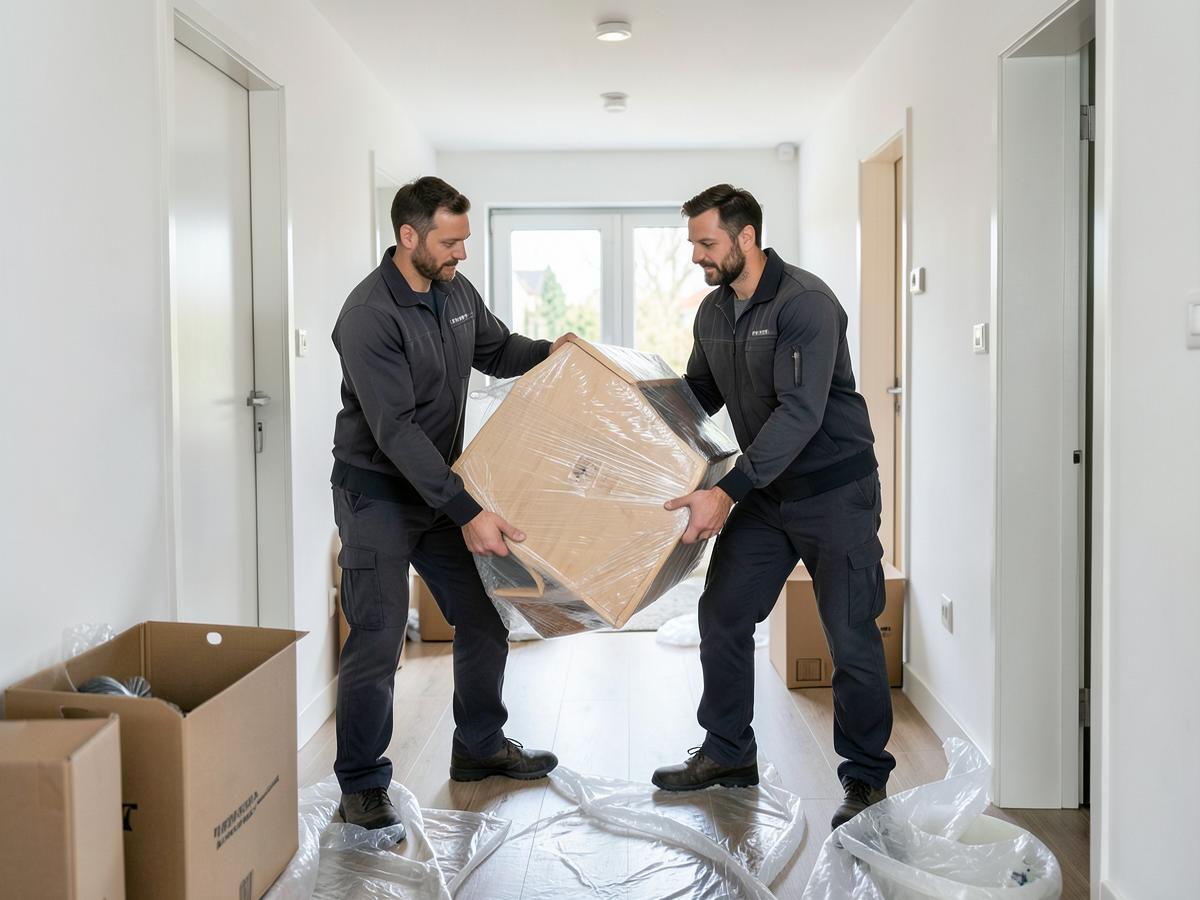 Fachgerechter Möbeltransport durch zwei Umzugshelfer